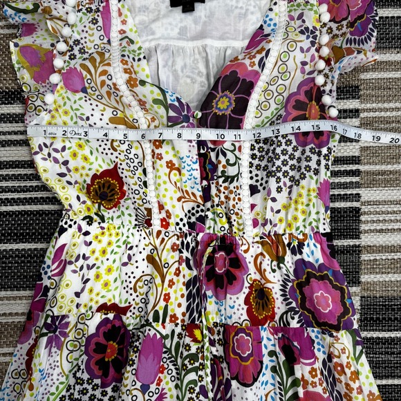 J.Crew Pom Pom Dress Women's 6 Multicolor‎ Ratti Retro Floral Tiered Ruffle Maxi - Picture 12 of 16